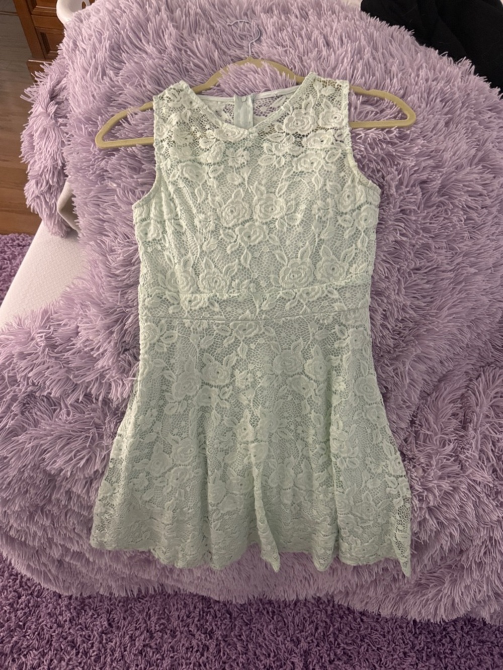 Girls Lace Fit-and-Flare Dress - Mint Green